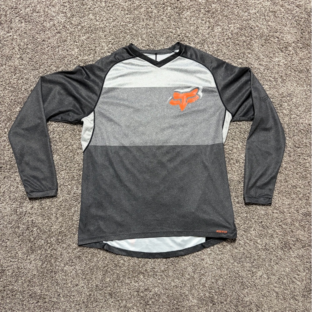 Fox Gray and Black Long Sleeve Mountain Bike Jersey Men’s Large